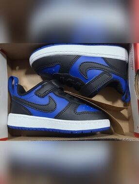 Nike Court Borough Kids Royal Blue and Black Velcro Sneakers 6C